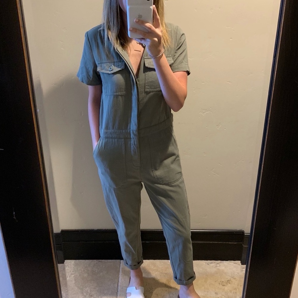 Audrey 3PLUS1 Utility Short-Sleeve Jumpsuit in Olive